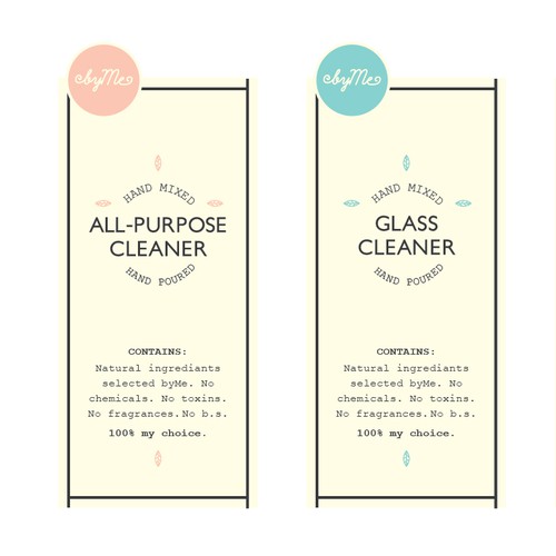 Create a vintage label with a modern edge for an amber glass DIY cleaning spray bottle.