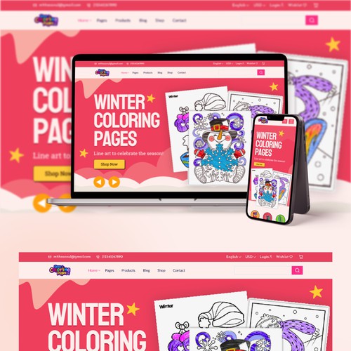 Coloring Book Landing Page Design