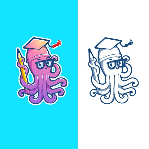 Cute squid design for tutorial app