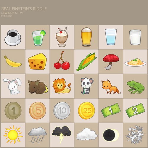 Redesign 45 icons for a mobile Logic game (Real Einstein's Riddle)