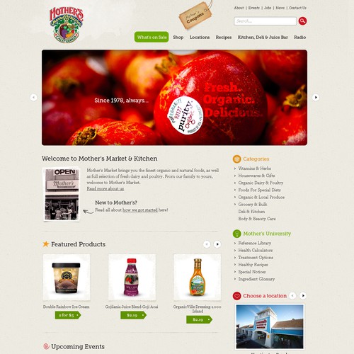 Web Page Design for Mother's Market & Kitchen