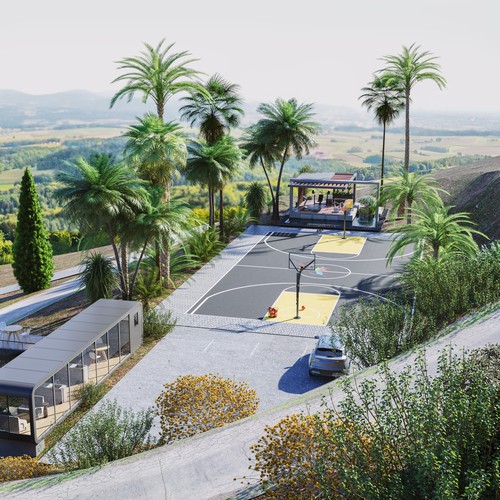 3d render for a sport court area