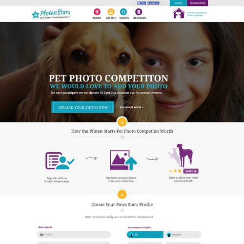 Foto Competition for Dogs & Cats - Create an appealing landingpage