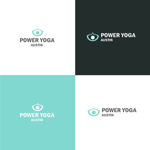 Yoga studio simple logo - hands up pose