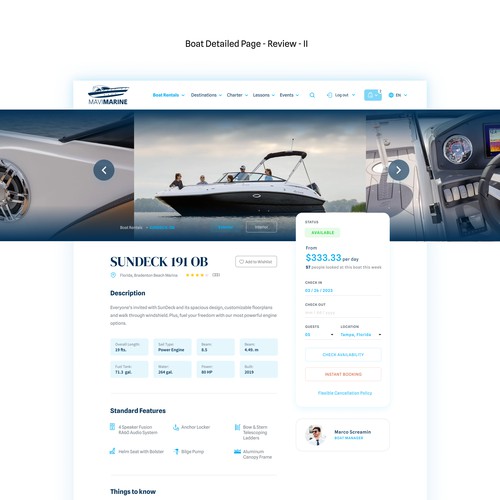 Yacht Booking Page