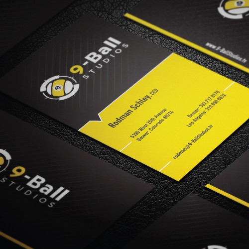 Design a new business card for 9-Ball Studios