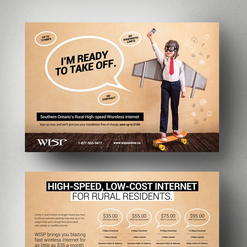 Create a stunning and mind blowing new marketing postcard for WISP