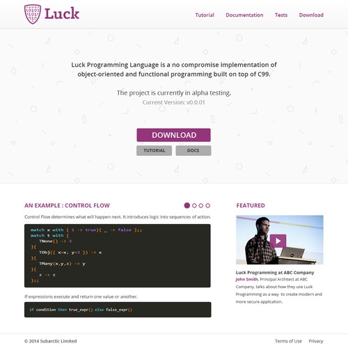 Luck Programming Landing Page