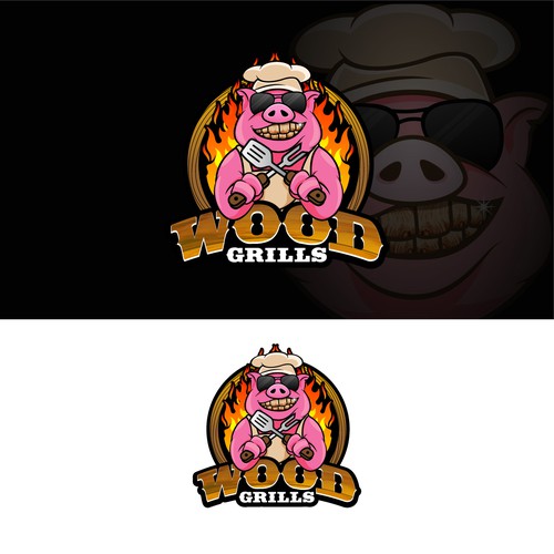 logo and mascot design for wood grills