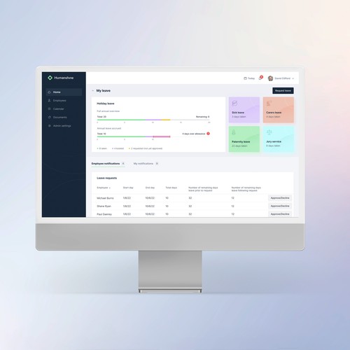 Humashine dashboard design
