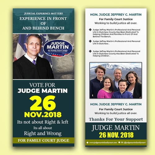 Professional Political Campaign Rack Card for Judge Jeffrey C. Martin