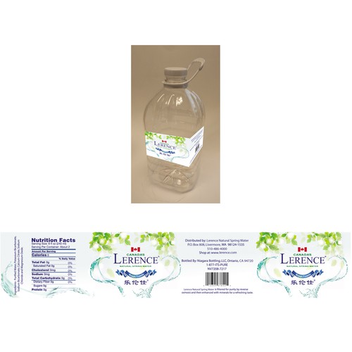 Create a clean,simple and eye refreshing label for Lerence Natural Spring Water!