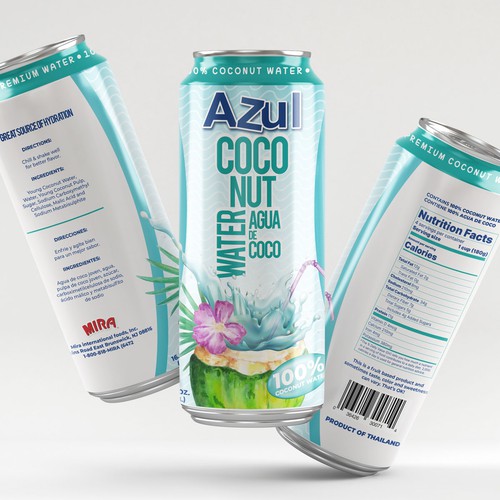 100% Coconut Water Can Design