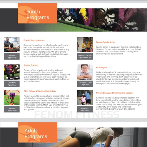 Design a Brochure for a Sports/Fitness Facility that Caters to Kidsand Adults