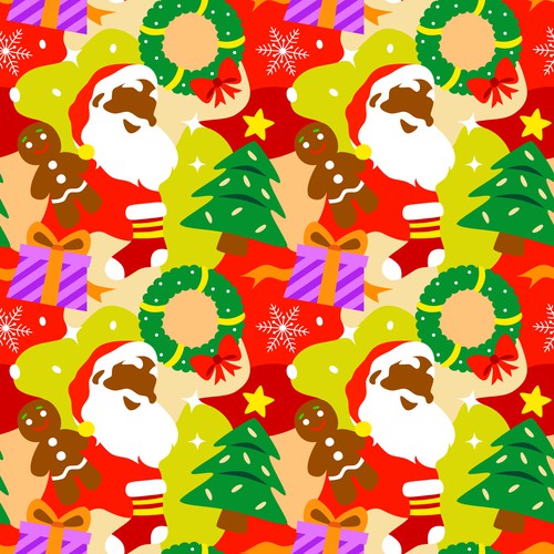 Black Santa Christmas Theme Pattern 