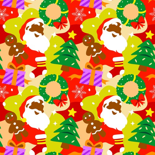 Black Santa Christmas Theme Pattern 