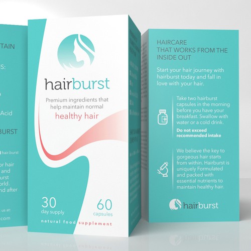 packaging for womens hair vitamins - hairburst