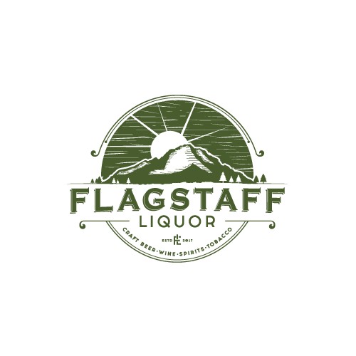 Vintage inspired logo for FLAGSTAFF liquor store