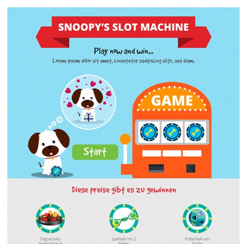 Landing page with prizes for dog owners