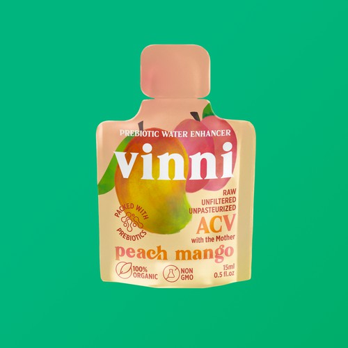 Vibrant, Hand-Drawn Fruit Illustrations for ACV Sachet Design