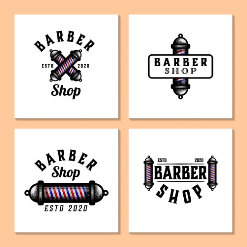 Barber Shop pole logo vintage illustration