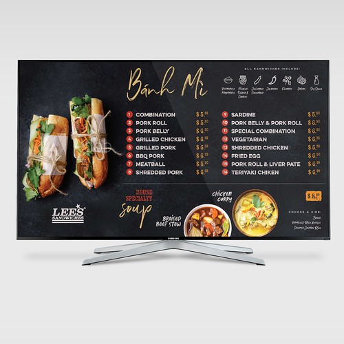 Menu design for Banh Mi Shop