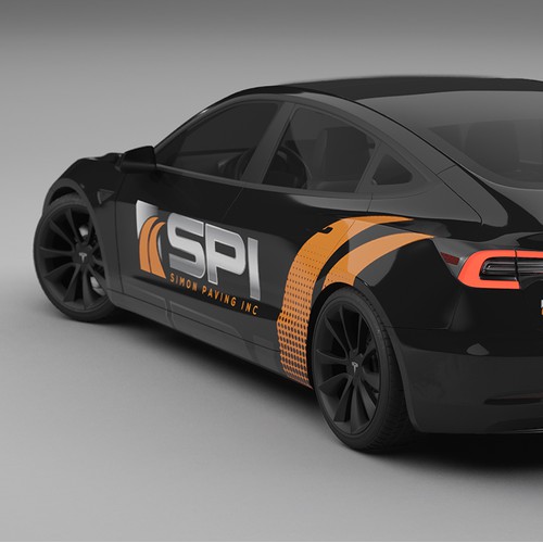 Simon Paving Inc Tesla Model 3 Wrap