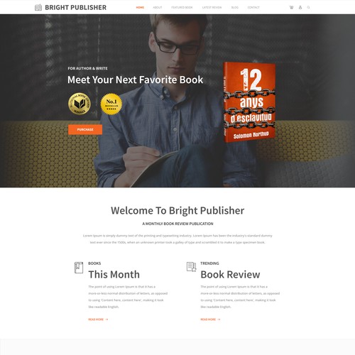 Landing page for a small book publishing company