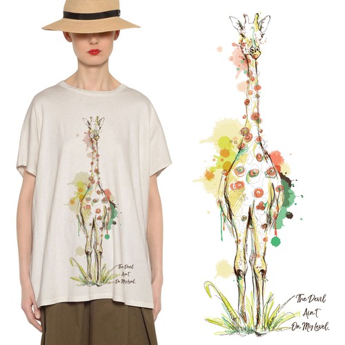 Boho Giraffe Drawing for T-shirt