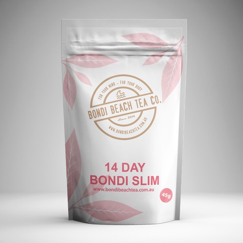 Tea pouch design for Bondi beach tea