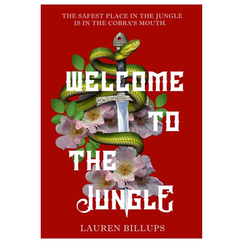 book cover design for a novel called "WELCOME TO THE JUNGLE"