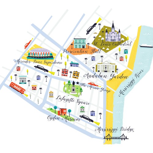 New Orleans map illustration