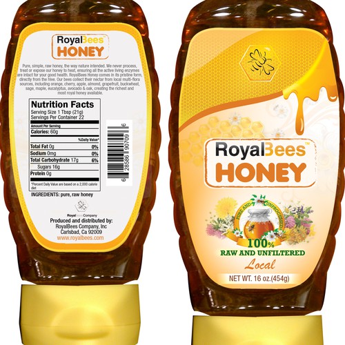 Honey label (front & back) for Royal Bees Company, Inc