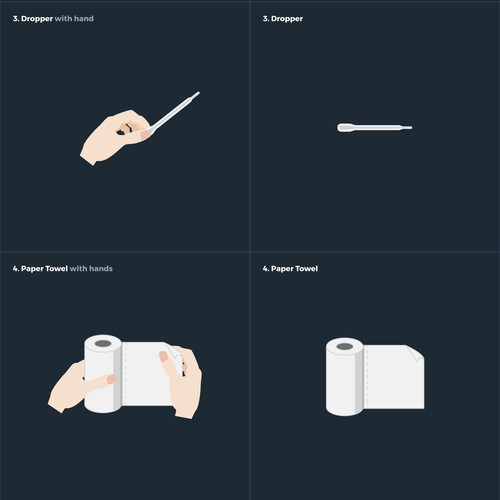 Instructional illustrations for in-home testing of urinary tract infection.