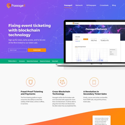 Website design for PassageX: a blockchain-powered event ticketing platform!