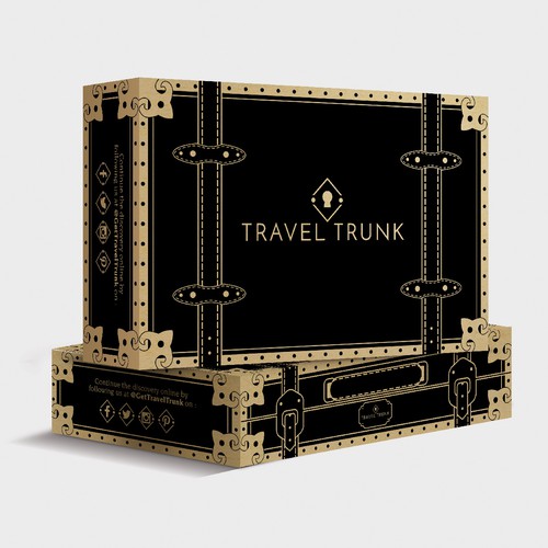 Design a shipping box that looks like vintage luggage for female travel brand.