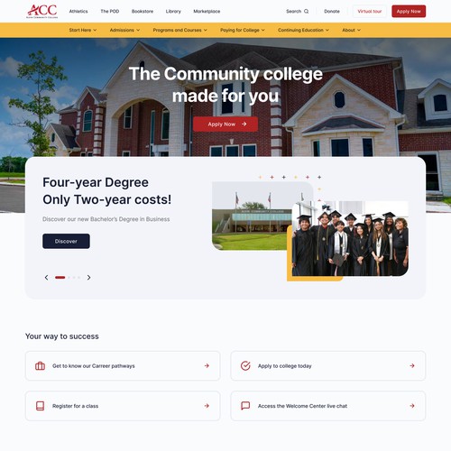 Landing Page for a college 
