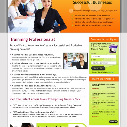 Website design mockup (no coding) - Trainers Training Company