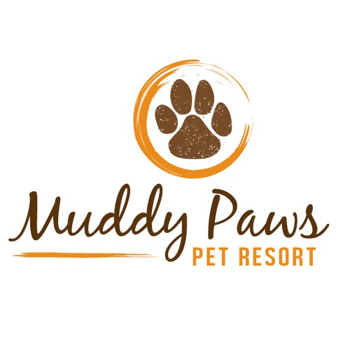 Create a classy logo for our new high-end pet resort "Muddy Paws."