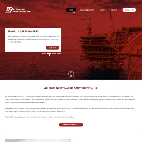 Homepage for BTT Marine Construction