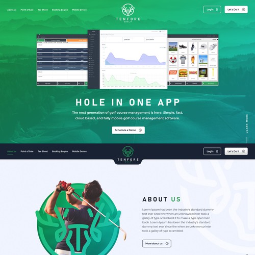 Golf software needs a new marketing landing page
