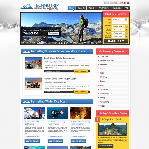 website design for Techmotrip: MultiAdventures Portal WebDesign