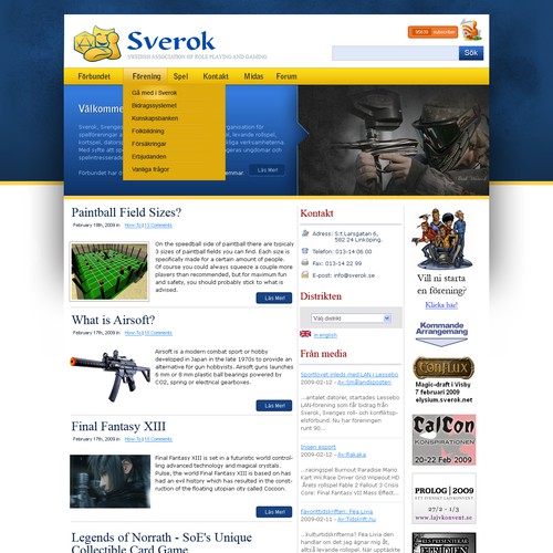 Site Design For a Non Profit Gaming Association