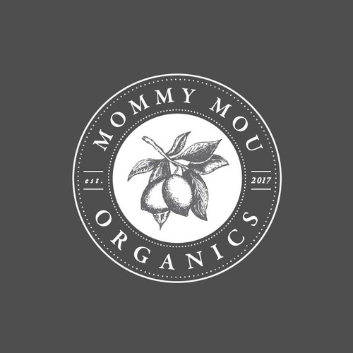 hand drawn logo for mommy mou organics