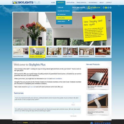 Skylights Plus needs a new website design