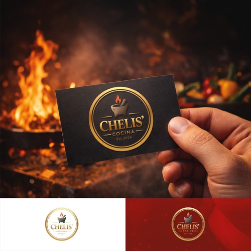 Premium rustic badge logo for a Latin kitchen