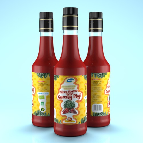Create a label for a caribbean Syrup bottle