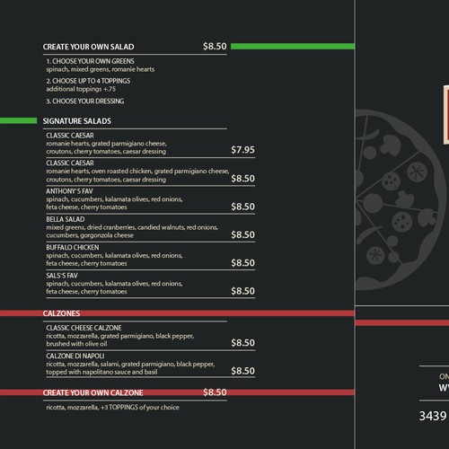 (Entry) MENU DESIGN for: Create Pizzaniste's New Print Menu