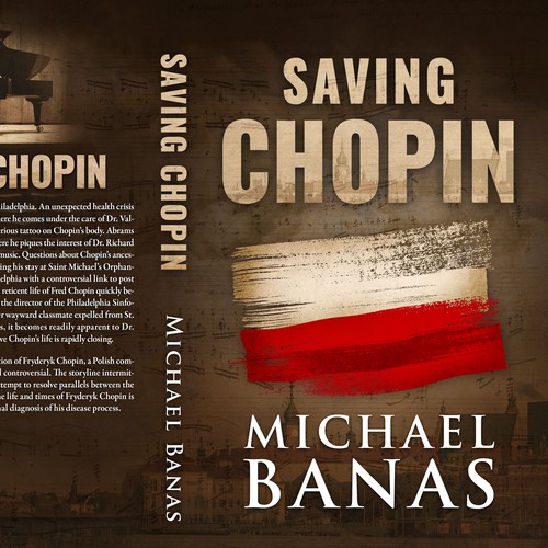 Book-cover design for novel "Saving Chopin""