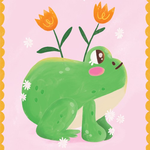 Frog illustration Animal Card